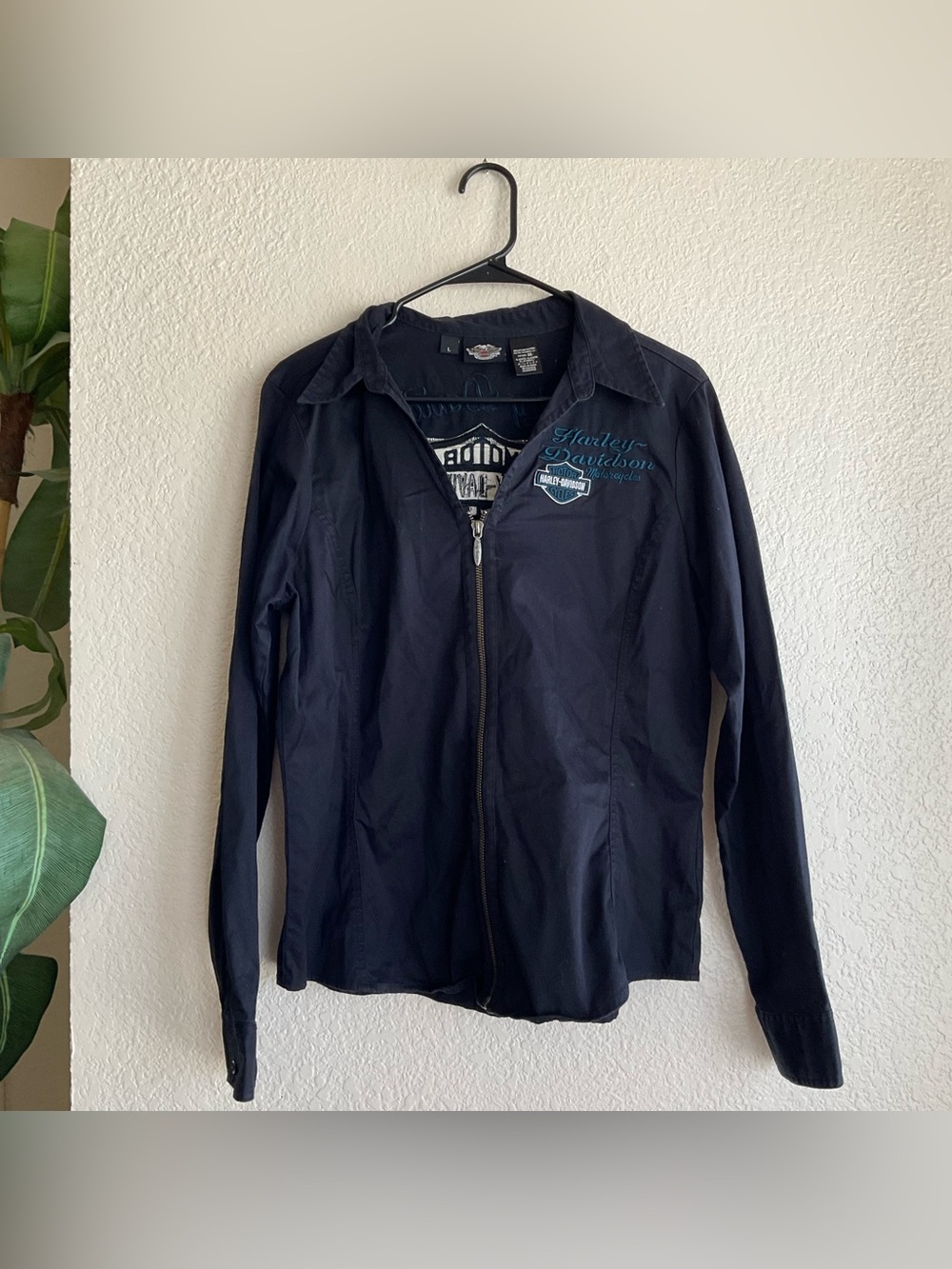 Harley Davidson navy blue zip up jacket